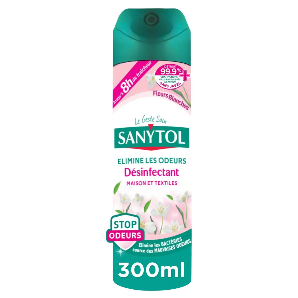 sanytol-d-sodorisant-d-sinfectant-fra-cheur-fleurs-blanches-300-ml-triple-action image 1