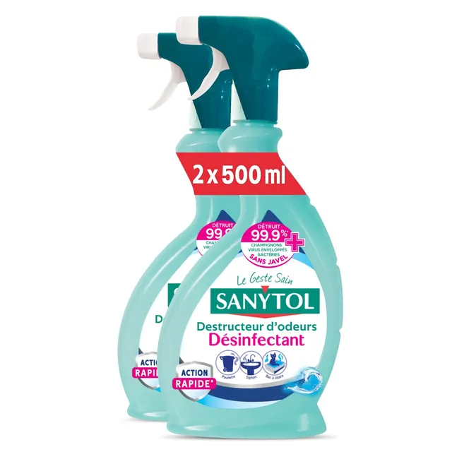 sanytol-d-sinfectant-destructeur-d-odeurs-senteur-marine-500-ml-lot-de-2-action- image 1