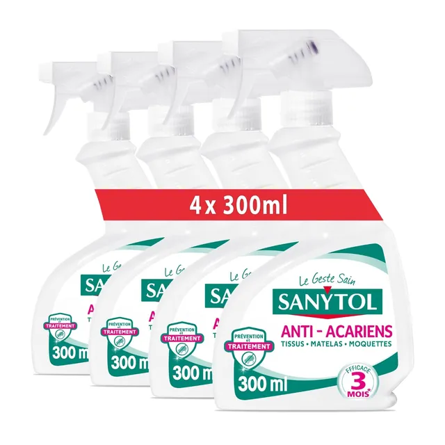 sanytol-d-sinfectant-anti-acariens-punaises-de-lit-et-puces-300-ml-lot-de-4-tiss image 1