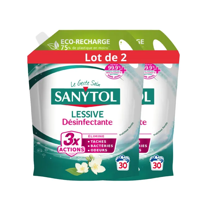 sanytol-recharge-lessive-d-sinfectante-fra-cheur-florale-1-5-l-lot-de-2-triple-a image 1