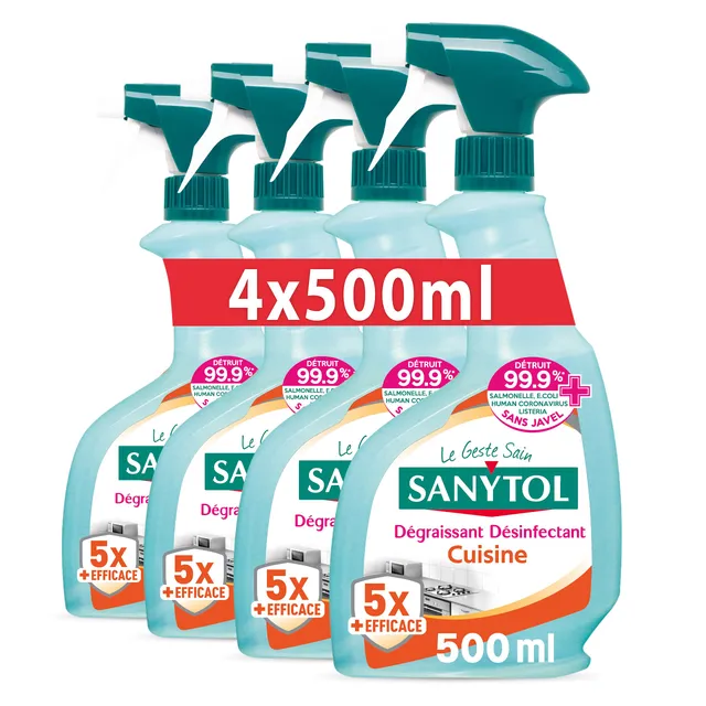 sanytol-d-sinfectant-cuisine-ultra-d-graissant-500-ml-lot-de-4-bact-ricide-viruc image 1