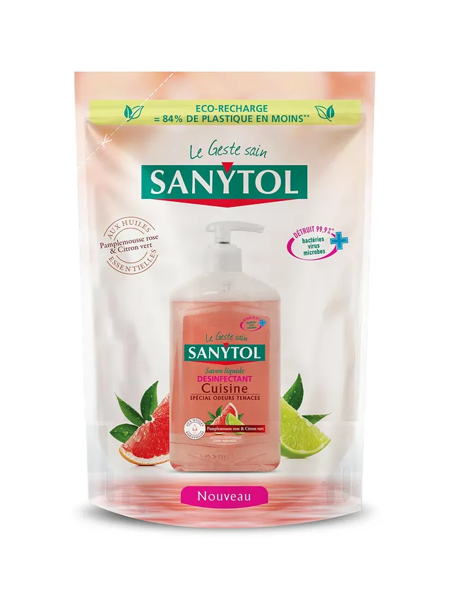 sanytol-recharge-savon-de-cuisine-d-sinfectant-pamplemousse-rose-et-citron-vert- image 1