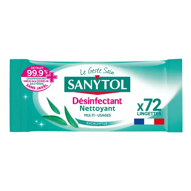 sanytol-lingettes-d-sinfectantes-multi-usages-eucalyptus-x72-bact-ricide-virucid image 1