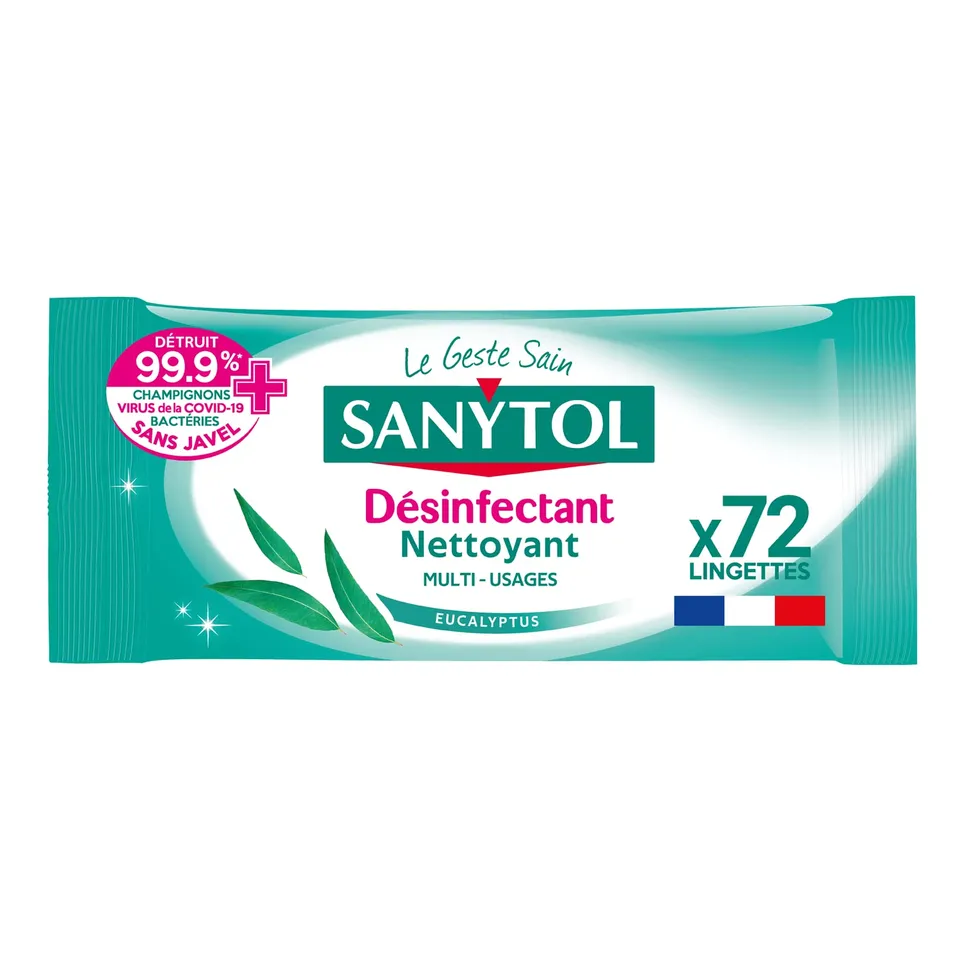 sanytol-lingettes-d-sinfectantes-multi-usages-eucalyptus-x72-bact-ricide-virucid image 1