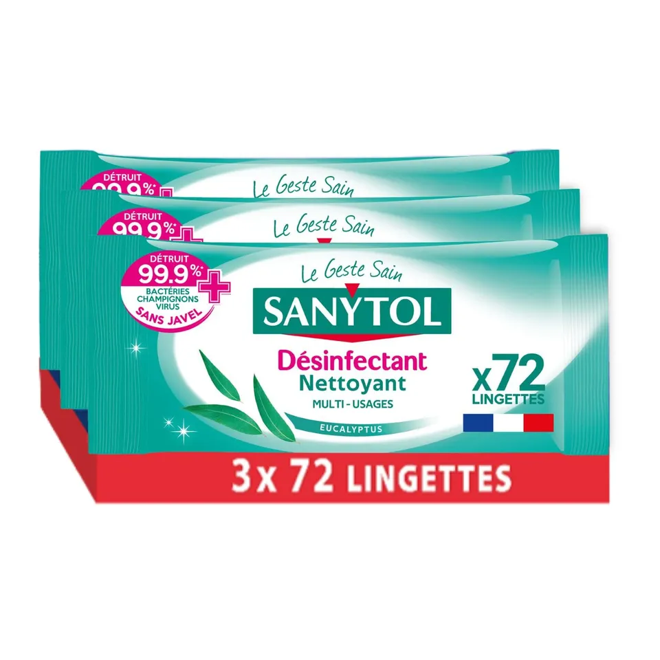 sanytol-lingettes-multi-usages-d-sinfectantes-x-72-lot-de-3 image 1