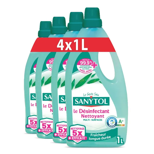 sanytol-d-sinfectant-nettoyant-multi-surfaces-eucalyptus-1l-lot-de-4-sans-javel- image 1
