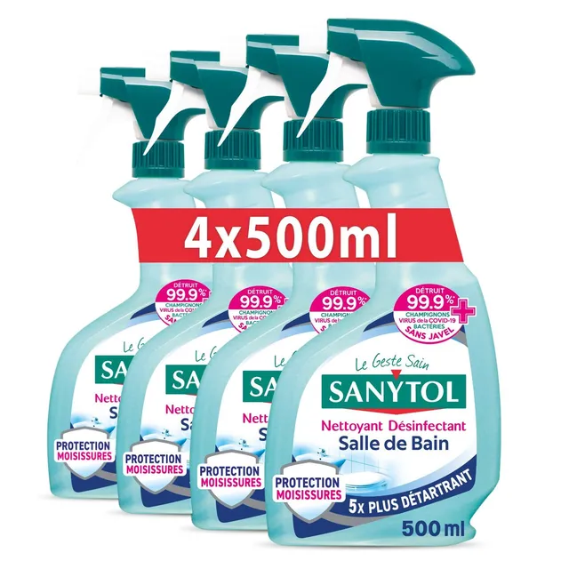 sanytol-d-sinfectant-ultra-d-tartrant-salle-de-bain-500ml-lot-de-4-bact-ricide-v image 1