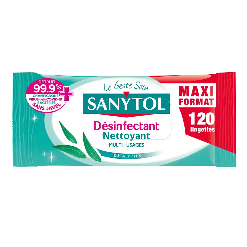 sanytol-lingettes-d-sinfectantes-multi-usages-eucalyptus-x120-bact-ricide-viruci image 1