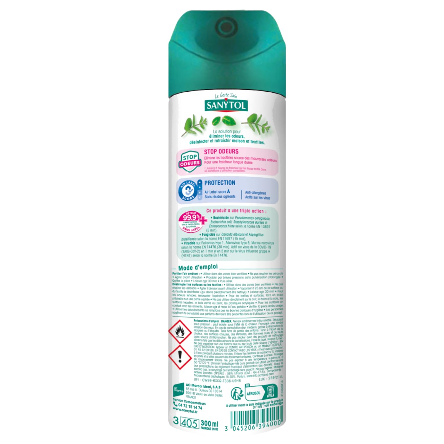 sanytol-d-sinfectant-purificateur-d-air-surface-et-textile-anti-allerg-nes-menth image 3