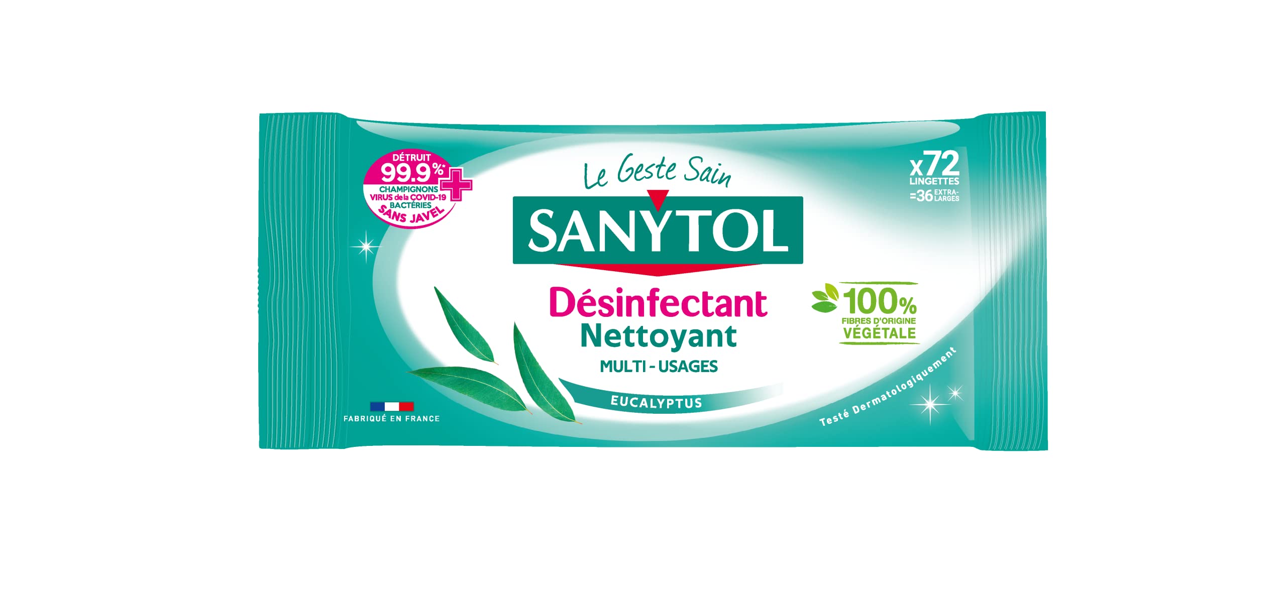 sanytol-lingettes-d-sinfectantes-multi-usages-eucalyptus-x72-bact-ricide-virucid image 2