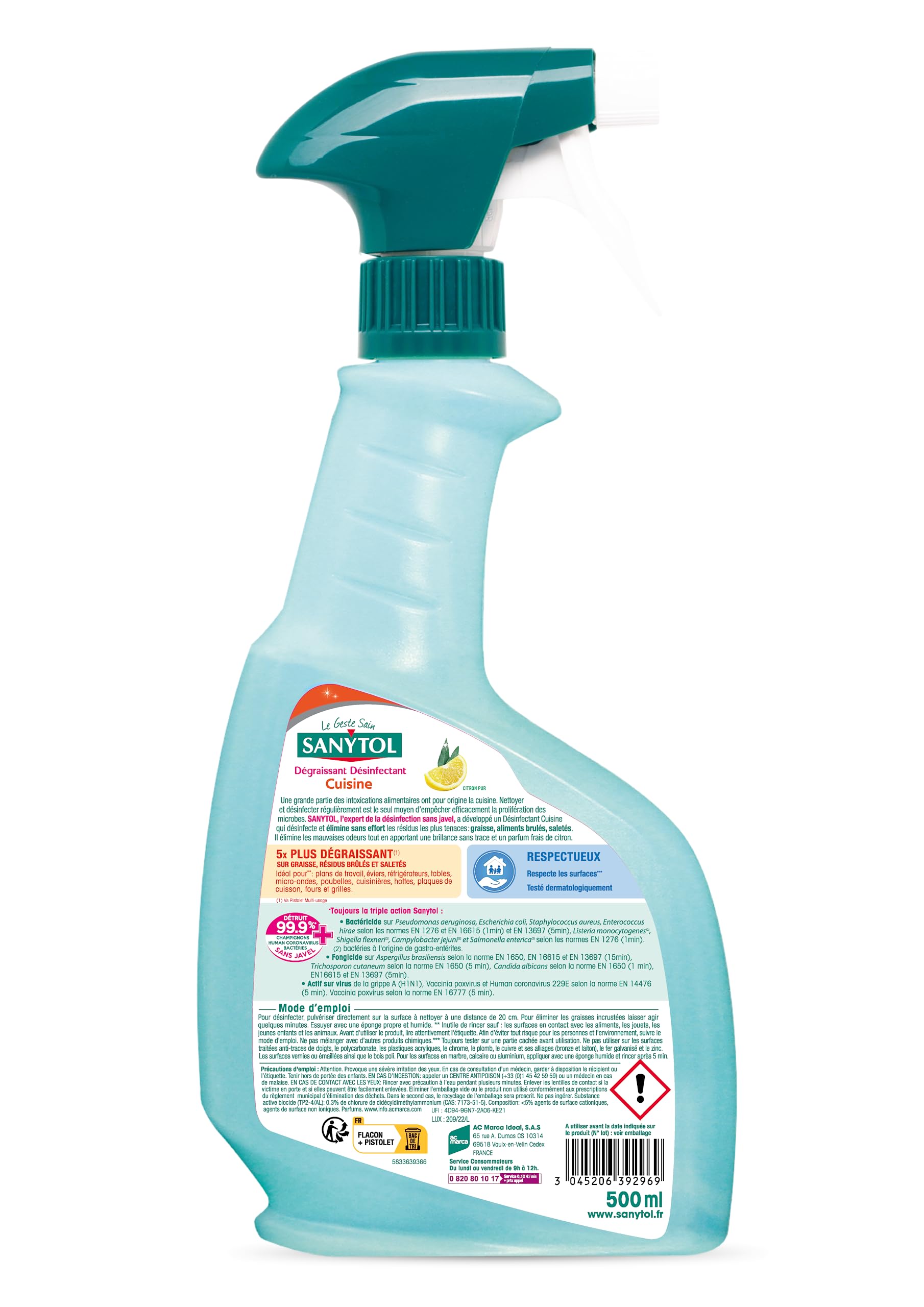 sanytol-d-sinfectant-cuisine-ultra-d-graissant-500-ml-lot-de-4-bact-ricide-viruc image 3