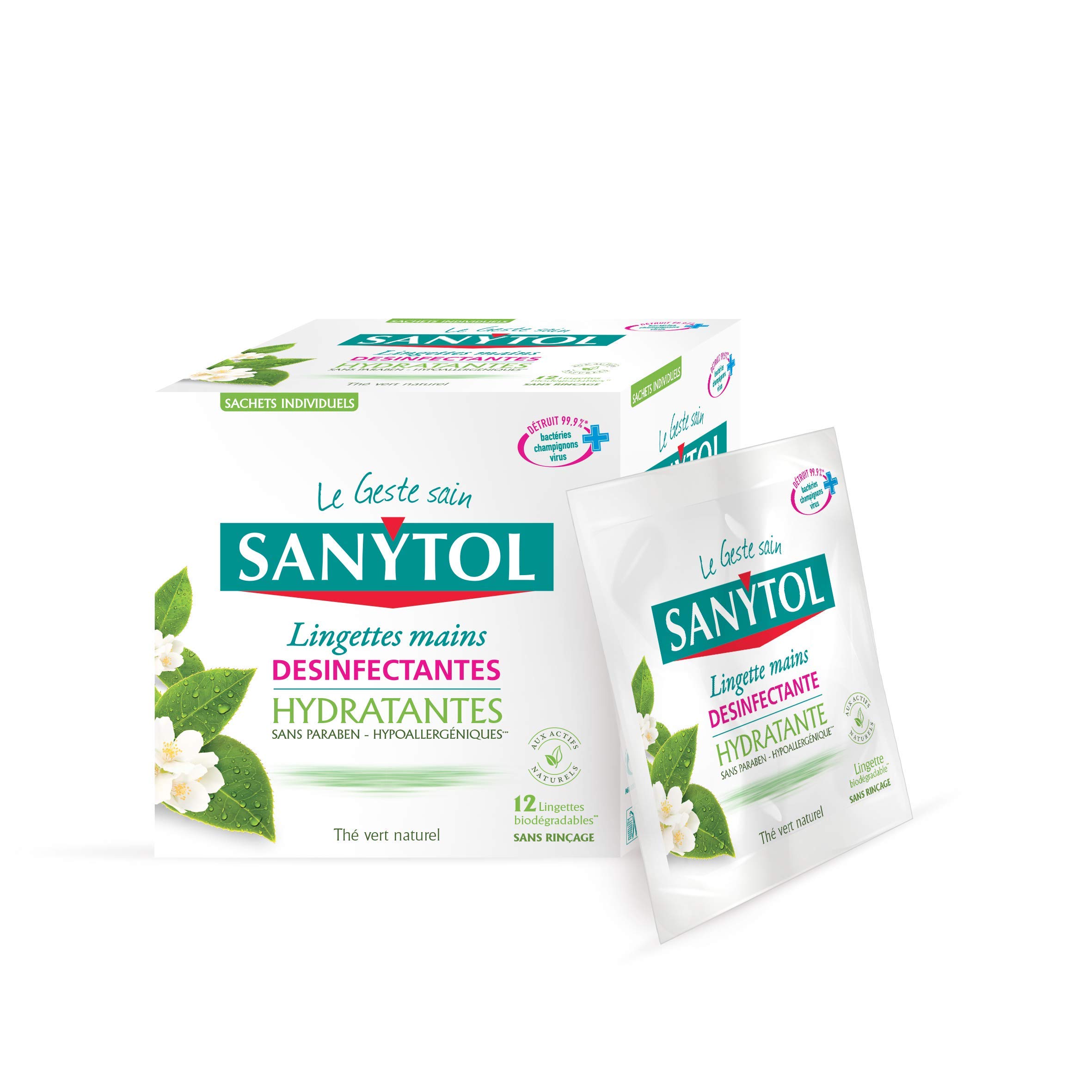 sanytol-lingettes-d-sinfectantes-individuelles-mains-th-vert-bact-ricide-virucid image 1